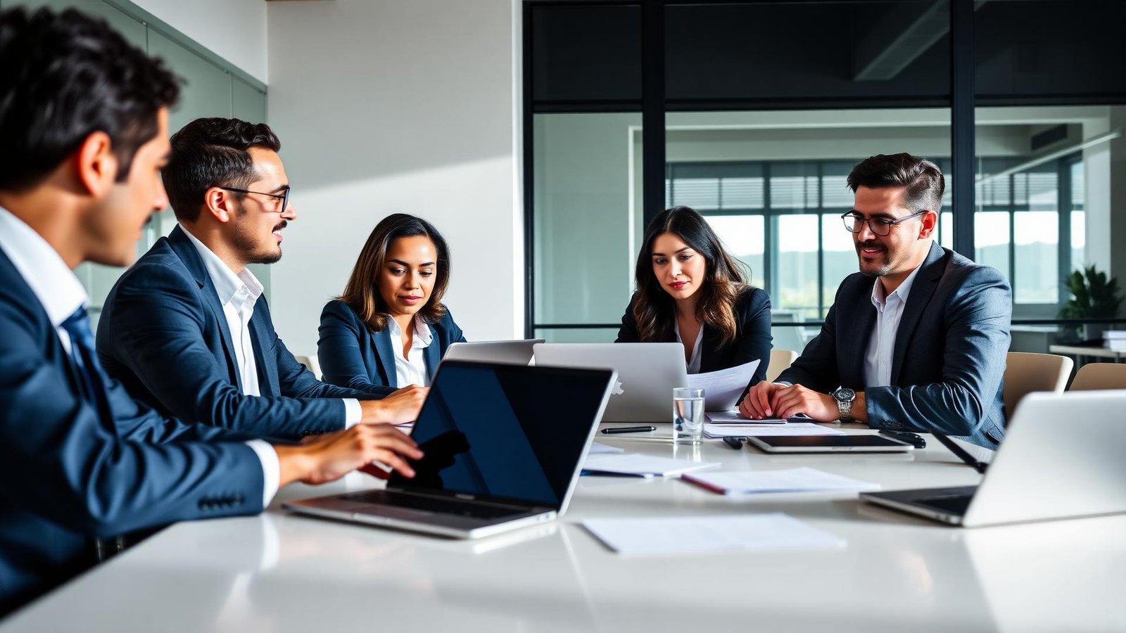 Executivos brasileiros em reunião de negócios